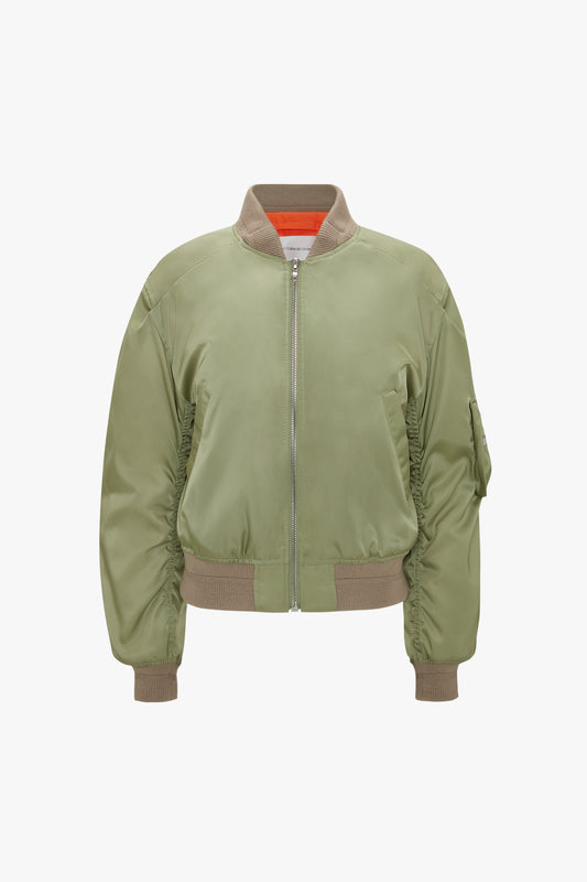 Cropped Bomber Jacket In Avocado