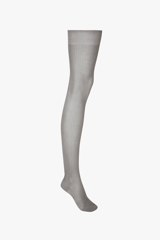 Exclusive Over The Knee Socks In Grey by Victoria Beckham isolated on a white background, perfect for your autumn winter wardrobe.