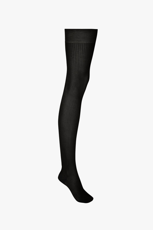 A single Exclusive Over The Knee Socks In Black by Victoria Beckham displayed against a white background.