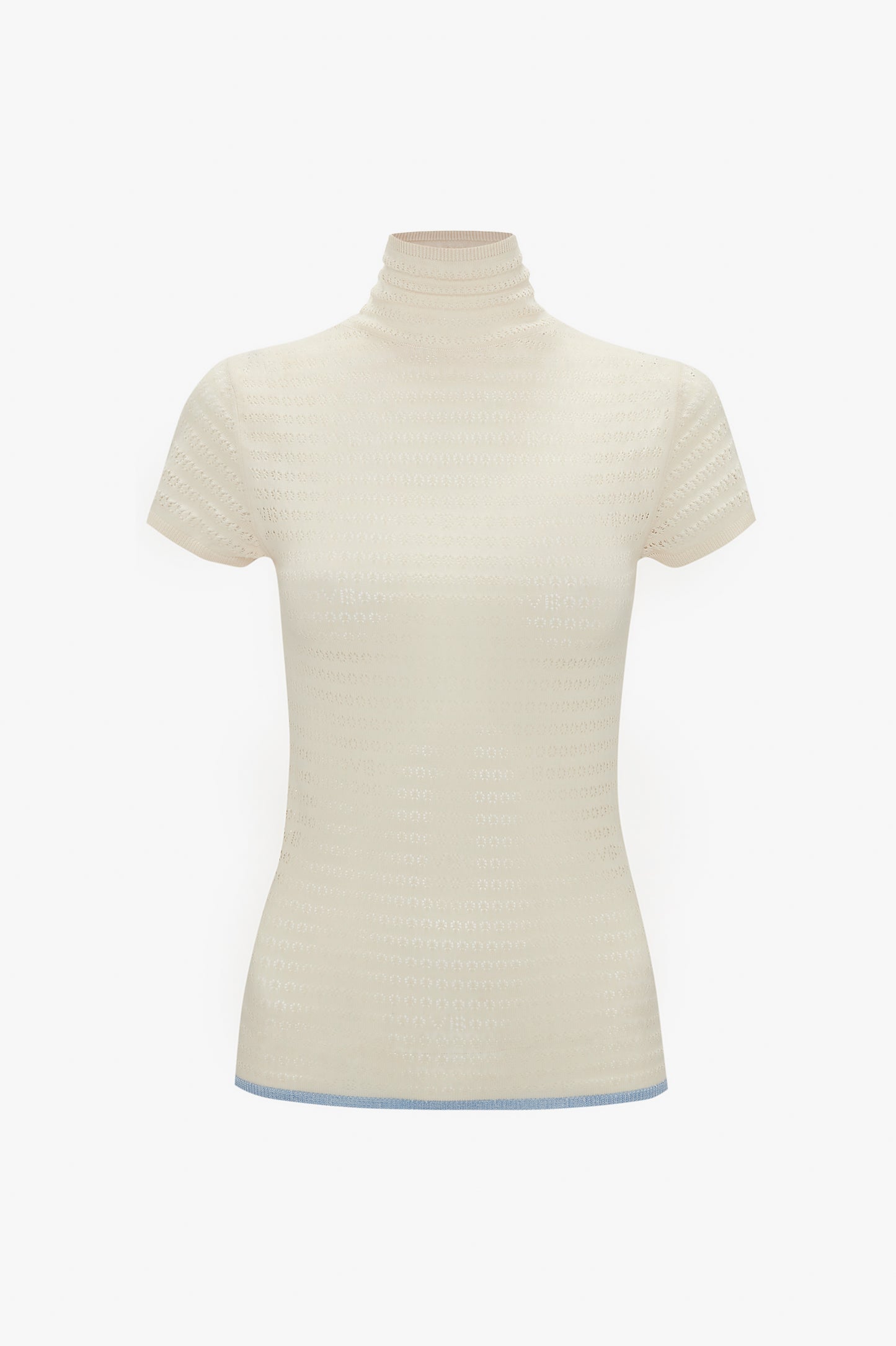 Polo Neck Knitted T-Shirt In Cream