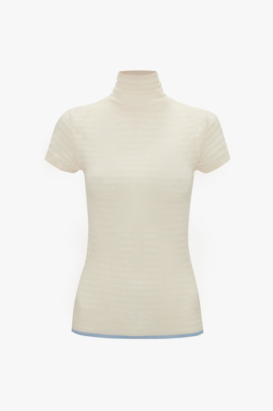 Polo Neck Knitted T-Shirt In Cream