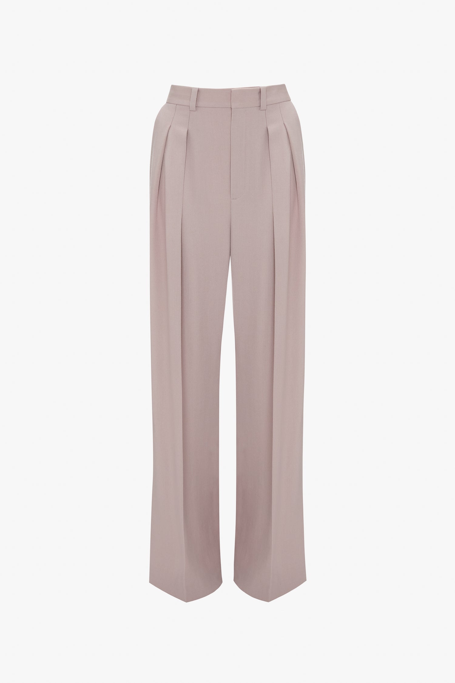 A Double Pleat Trouser In Rose Quartz by Victoria Beckham, displayed against a white background.