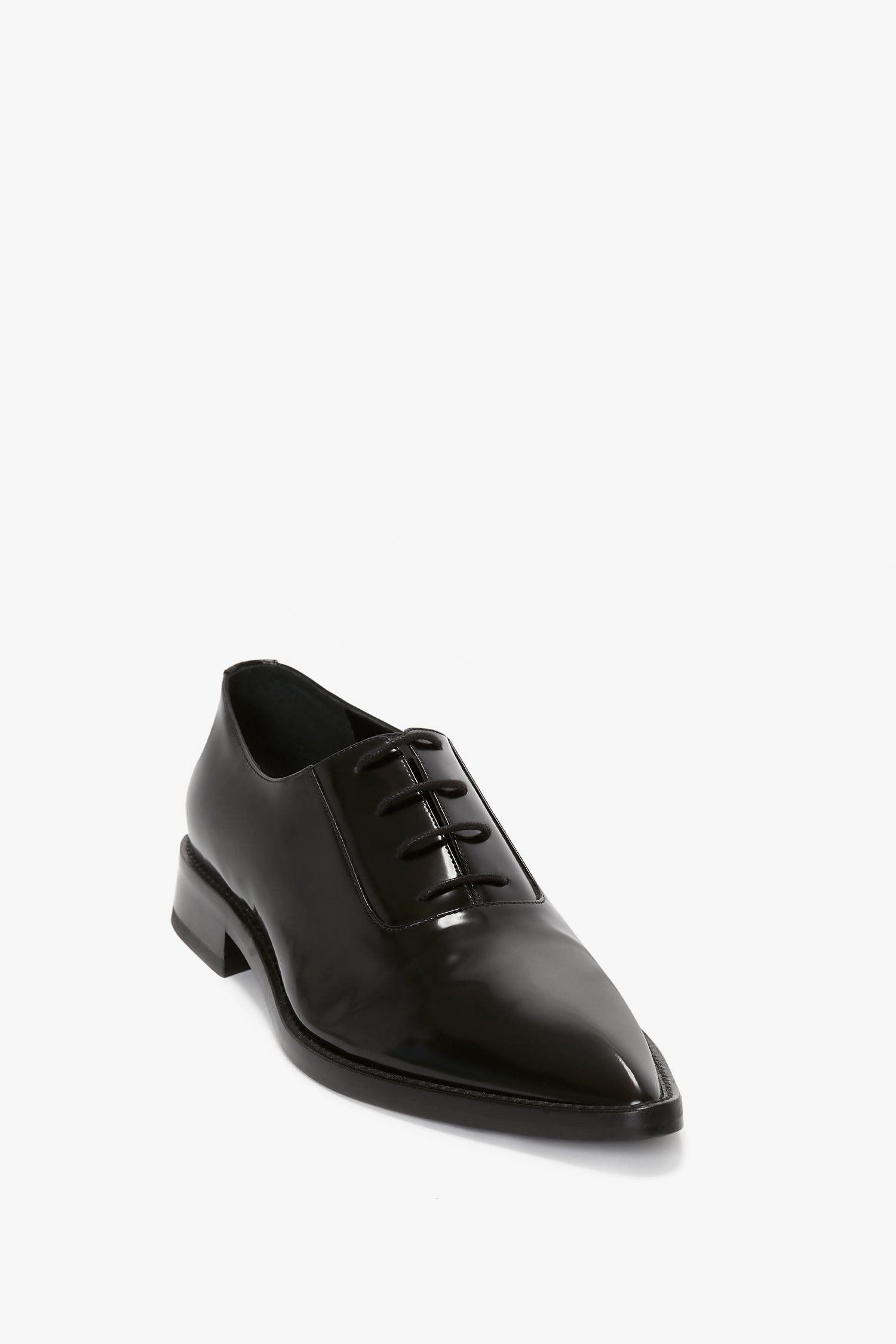Pointy Toe Flat Lace Up In Black Brushed Leather – Victoria Beckham UK