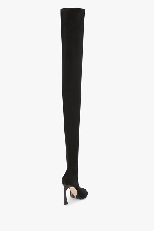A single black Peep Toe Stretch Jersey boot by Victoria Beckham with a sculptural heel, displayed against a white background.