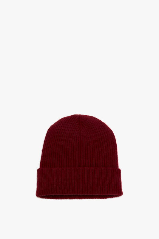 Exclusive Logo Patch Beanie in Burgundy