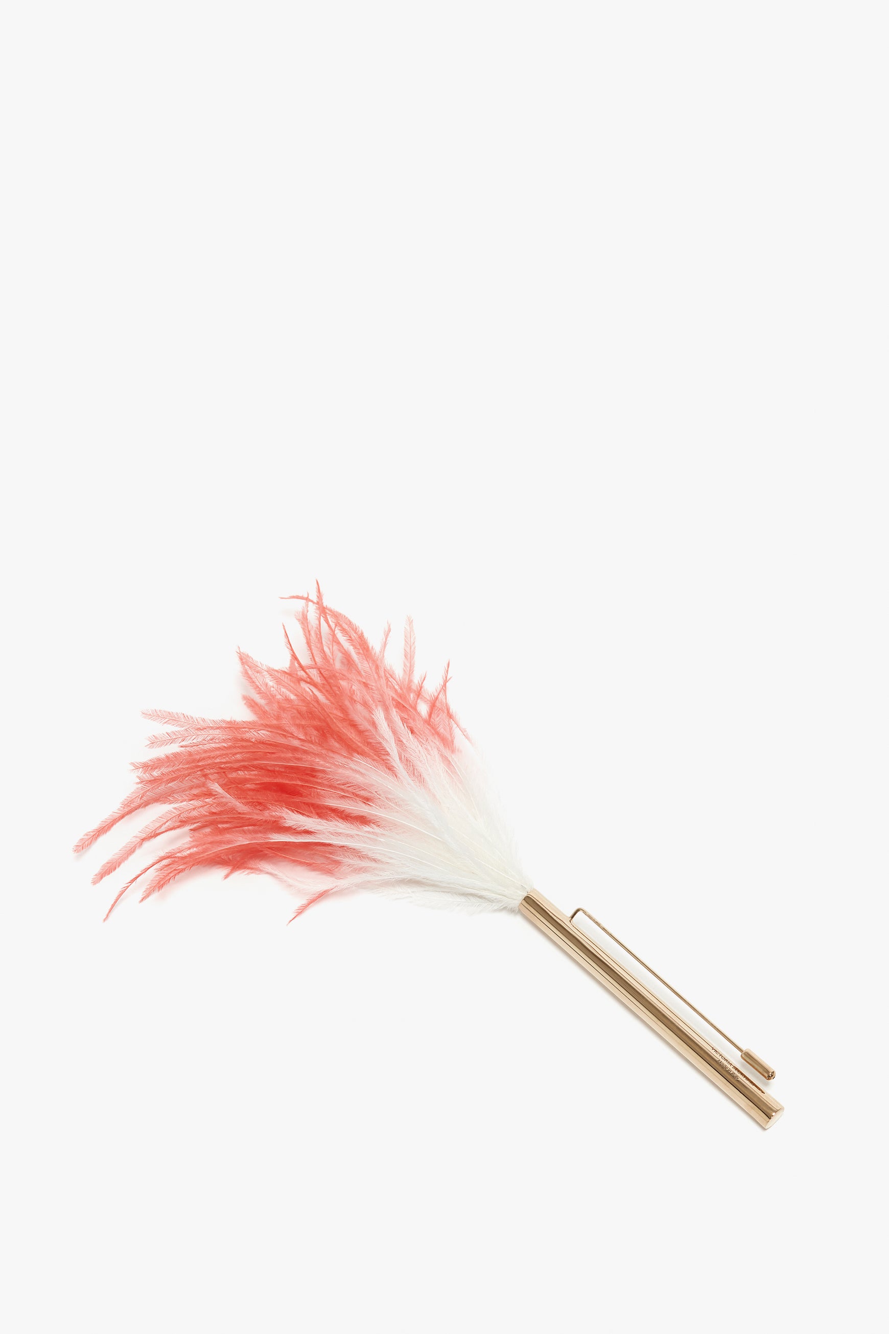 Feather Brooch In White-light gold/cream-red