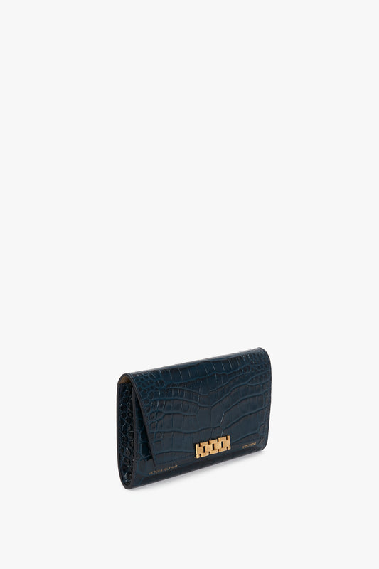 Wallet On Chain In Midnight Croc-Effect Leather