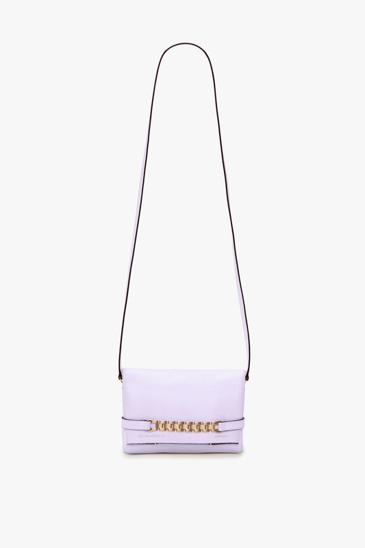 EXCLUSIVE Mini Chain Pouch With Long Strap In Lilac Leather