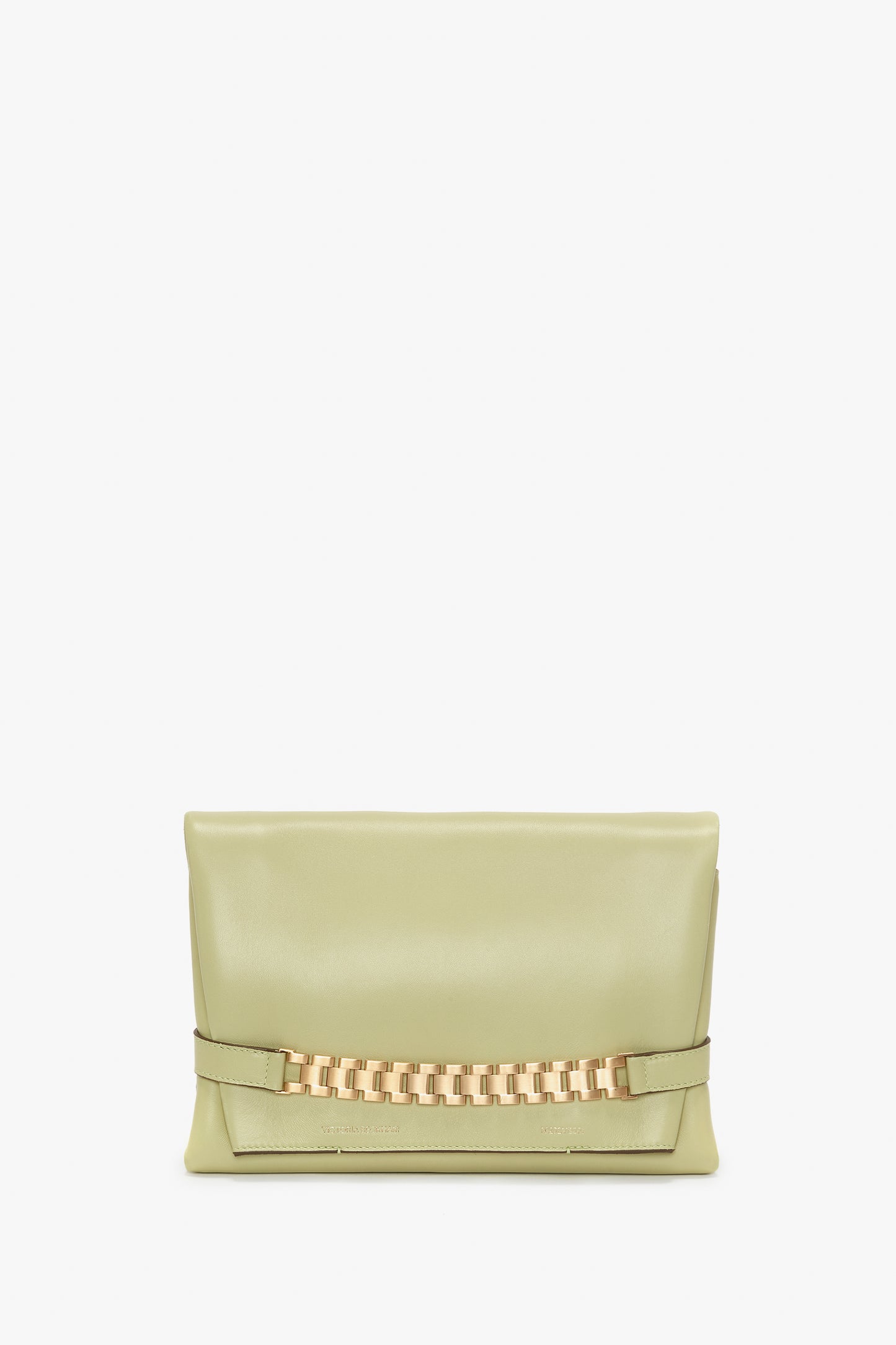 A Chain Pouch Bag With Strap In Avocado Leather by Victoria Beckham, featuring a Classic Chain Pouch detail on the front.