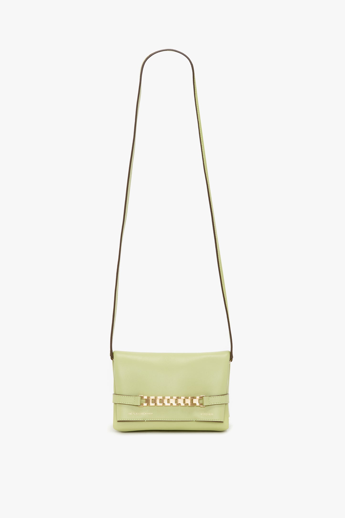 Mini Chain Pouch Bag With Long Strap In Avocado Leather