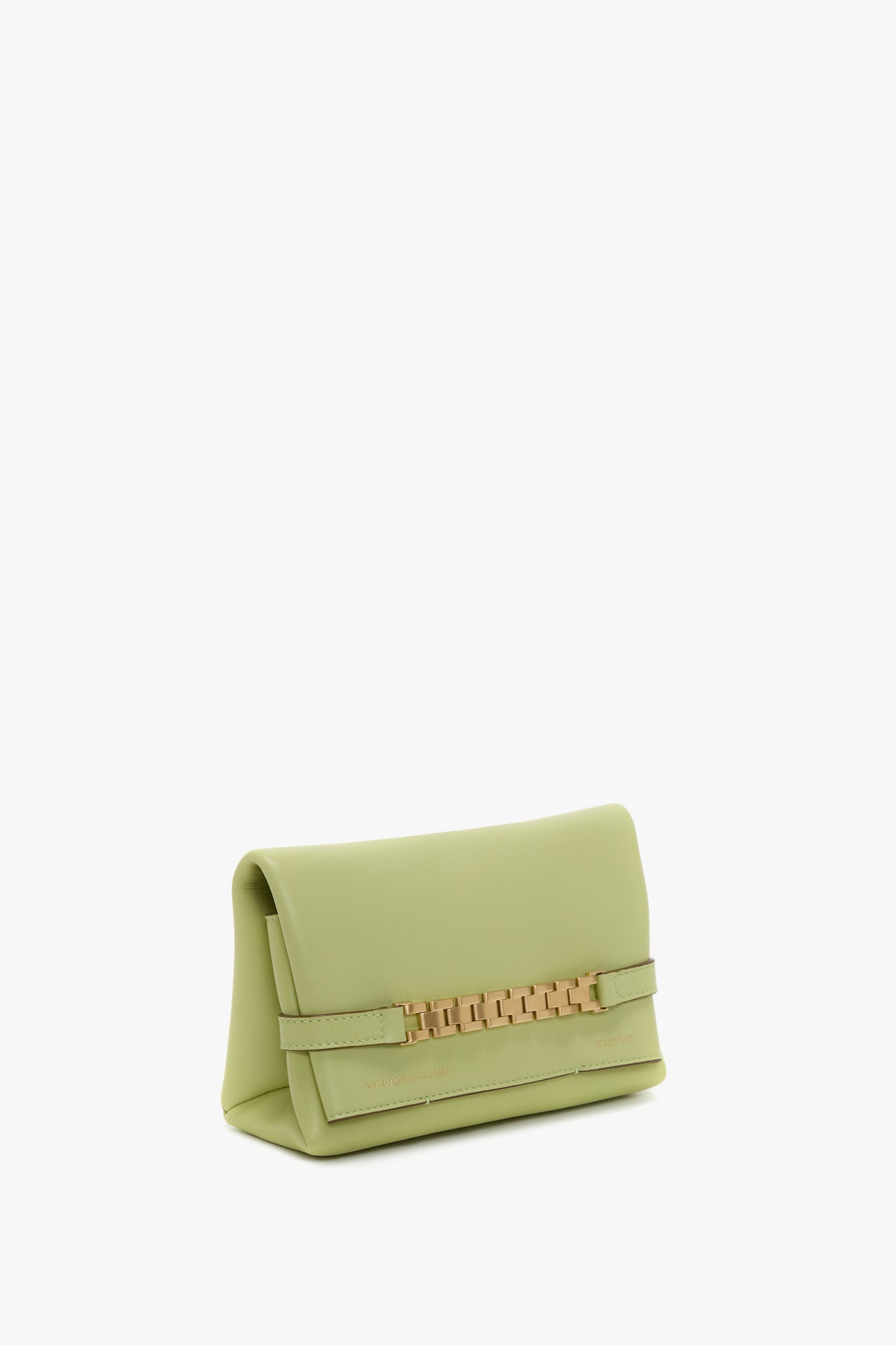 Mini Chain Pouch Bag With Long Strap In Avocado Leather
