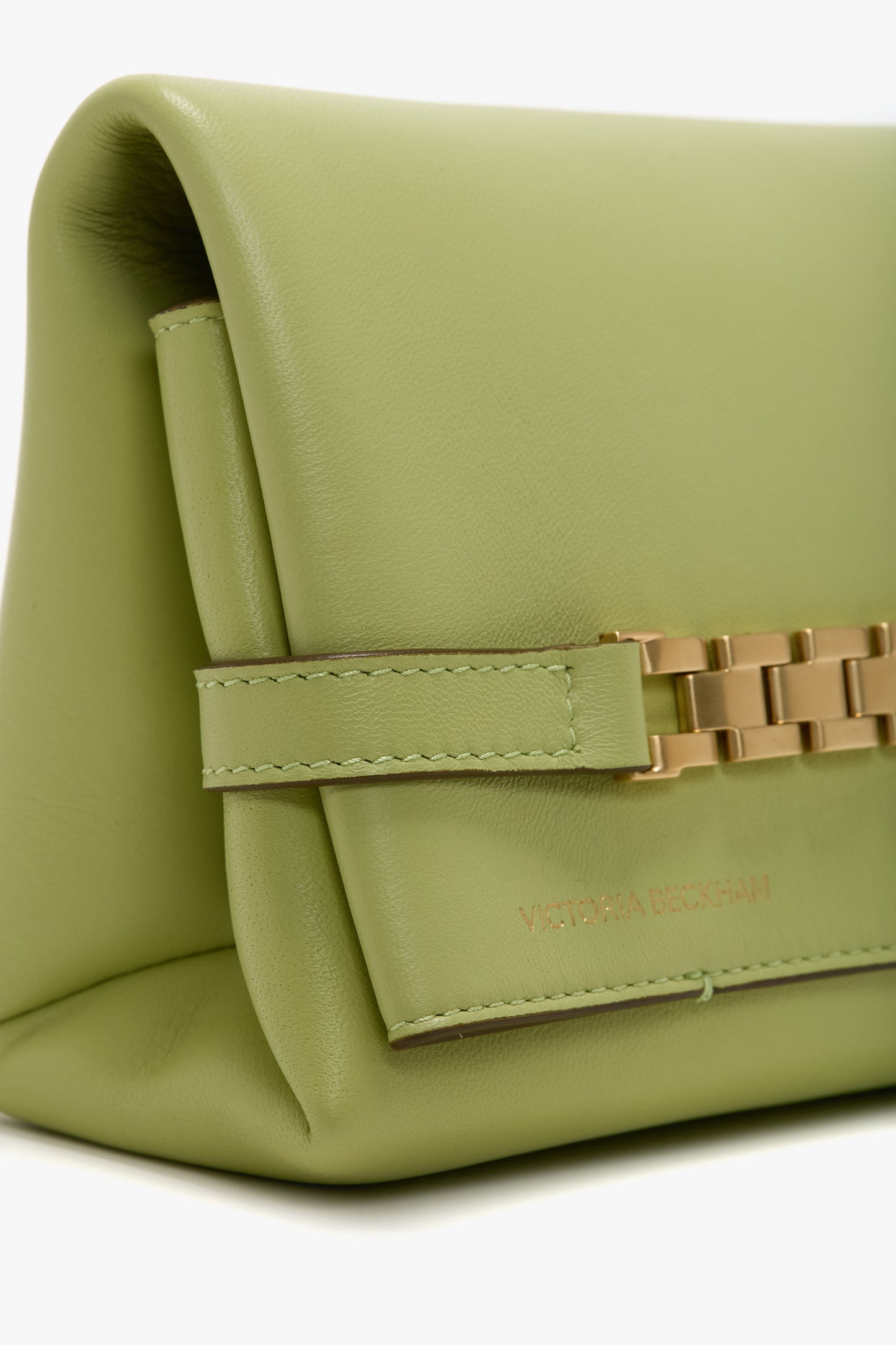 Mini Chain Pouch Bag With Long Strap In Avocado Leather