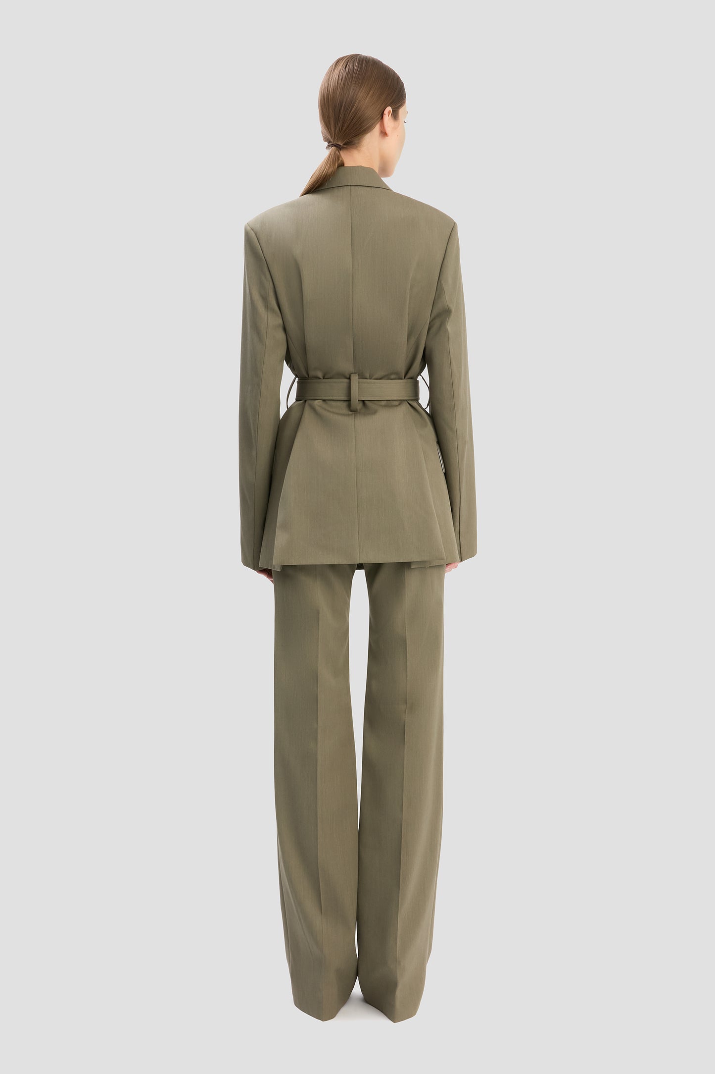 Belted Tailored Jacket In Sage Melange