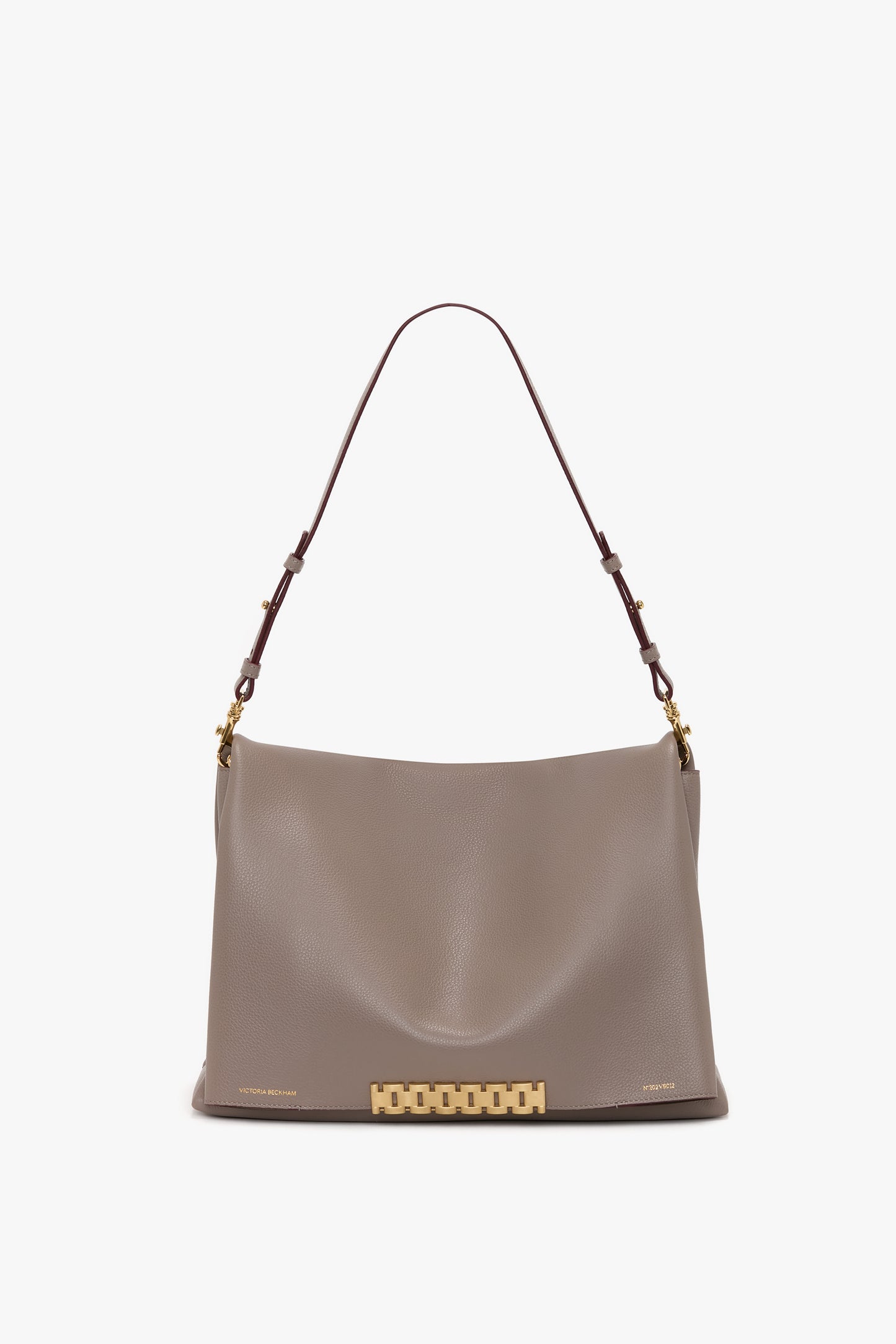 Jumbo Chain Pouch In Taupe Leather