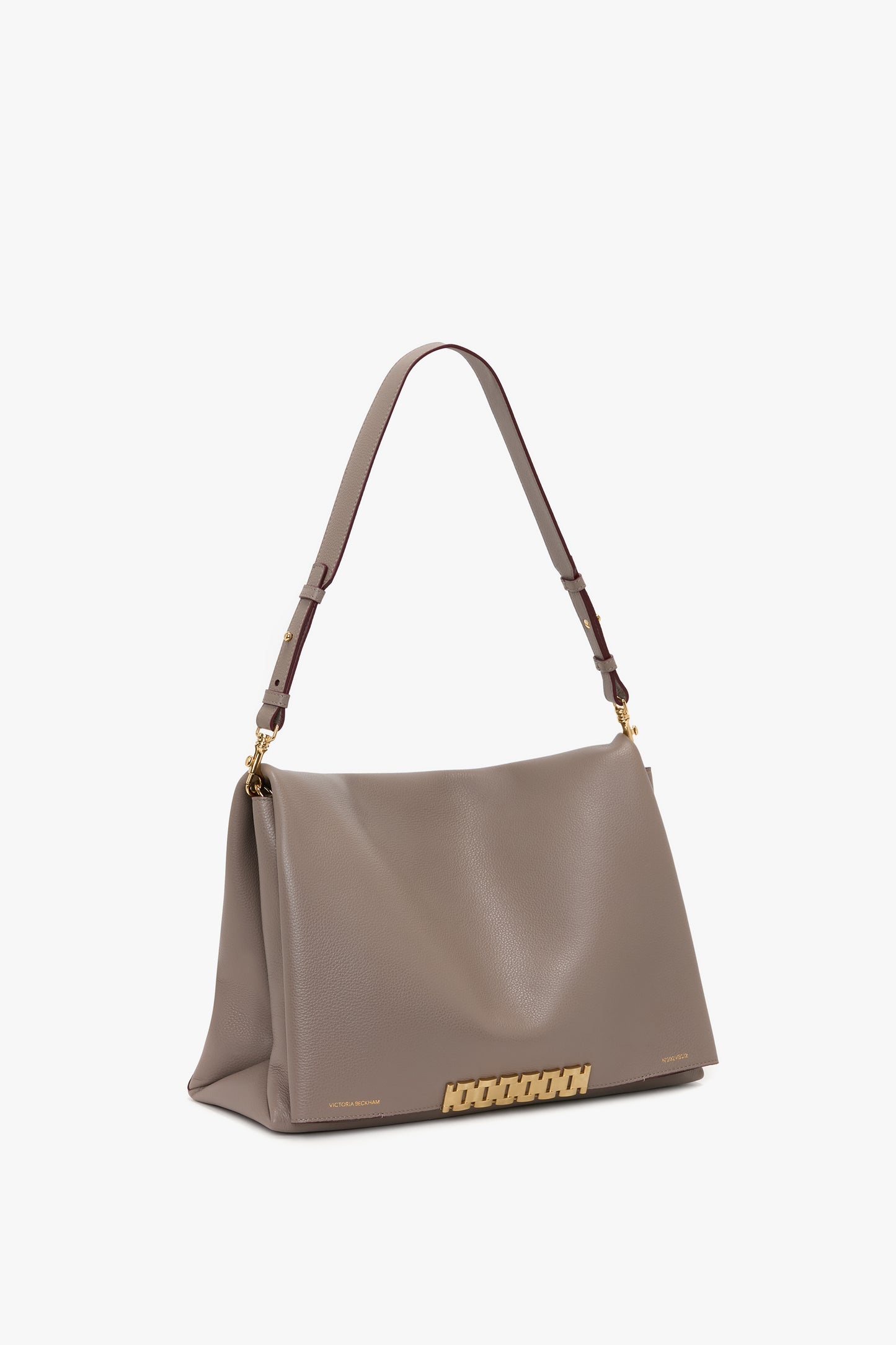 Jumbo Chain Pouch In Taupe Leather