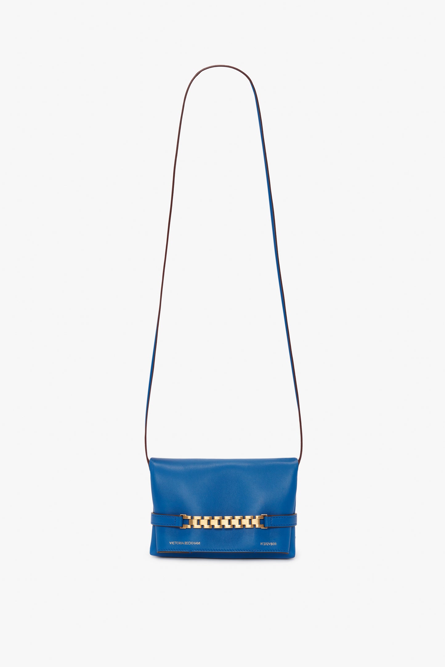 Mini Chain Pouch With Long Strap In Sapphire Blue