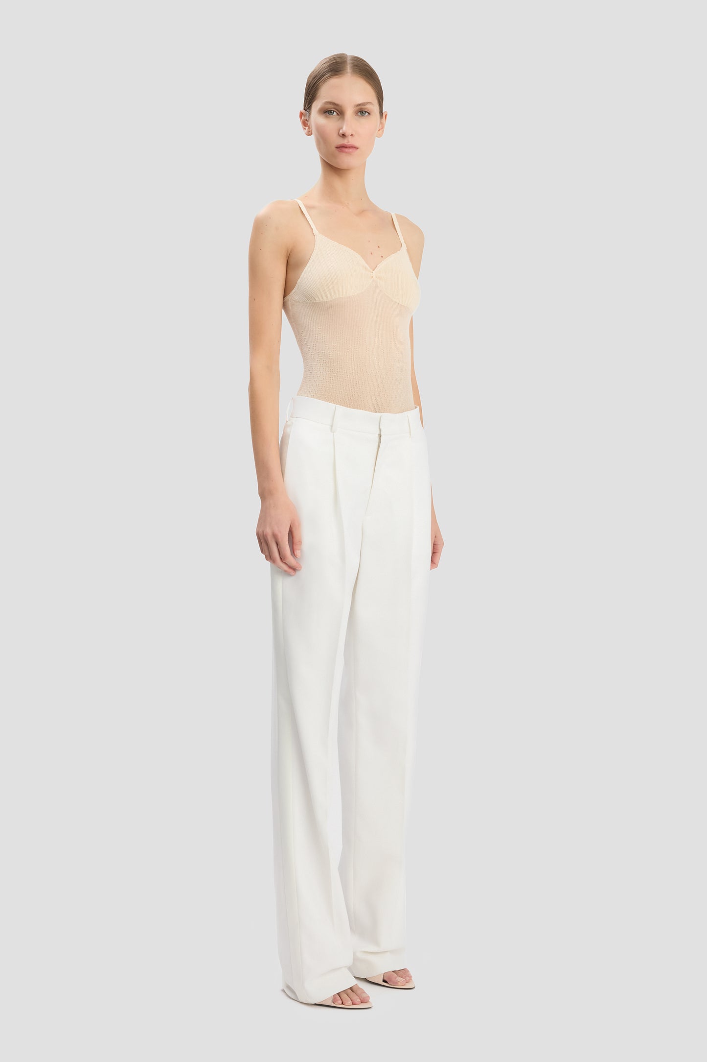 Straight Leg Tailored Trouser In Ivory