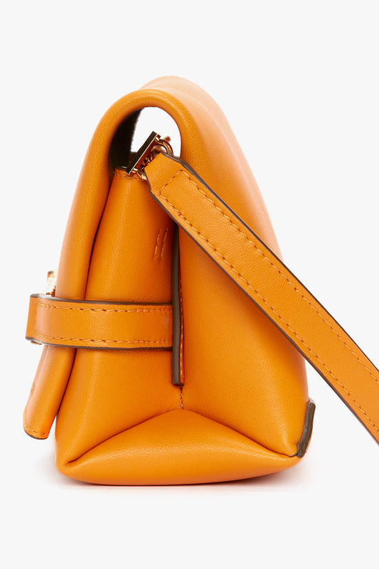 Mini Chain Pouch With Long Strap In Mandarin Leather