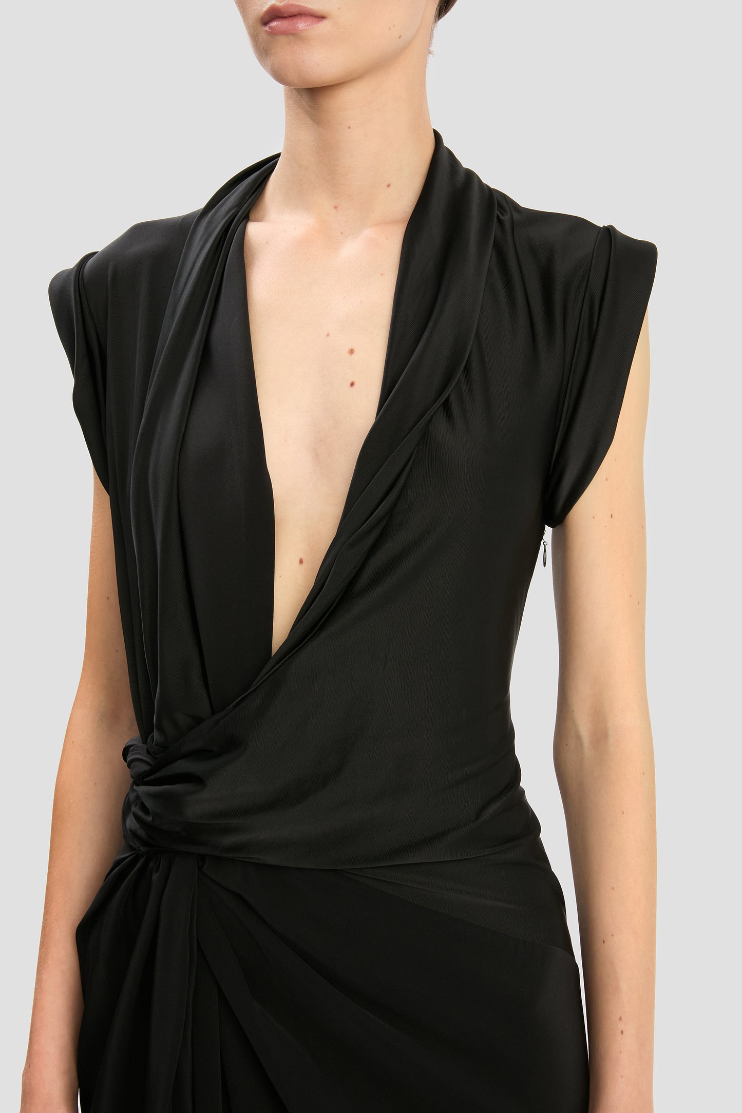 Asymmetric Twist Dress In Black