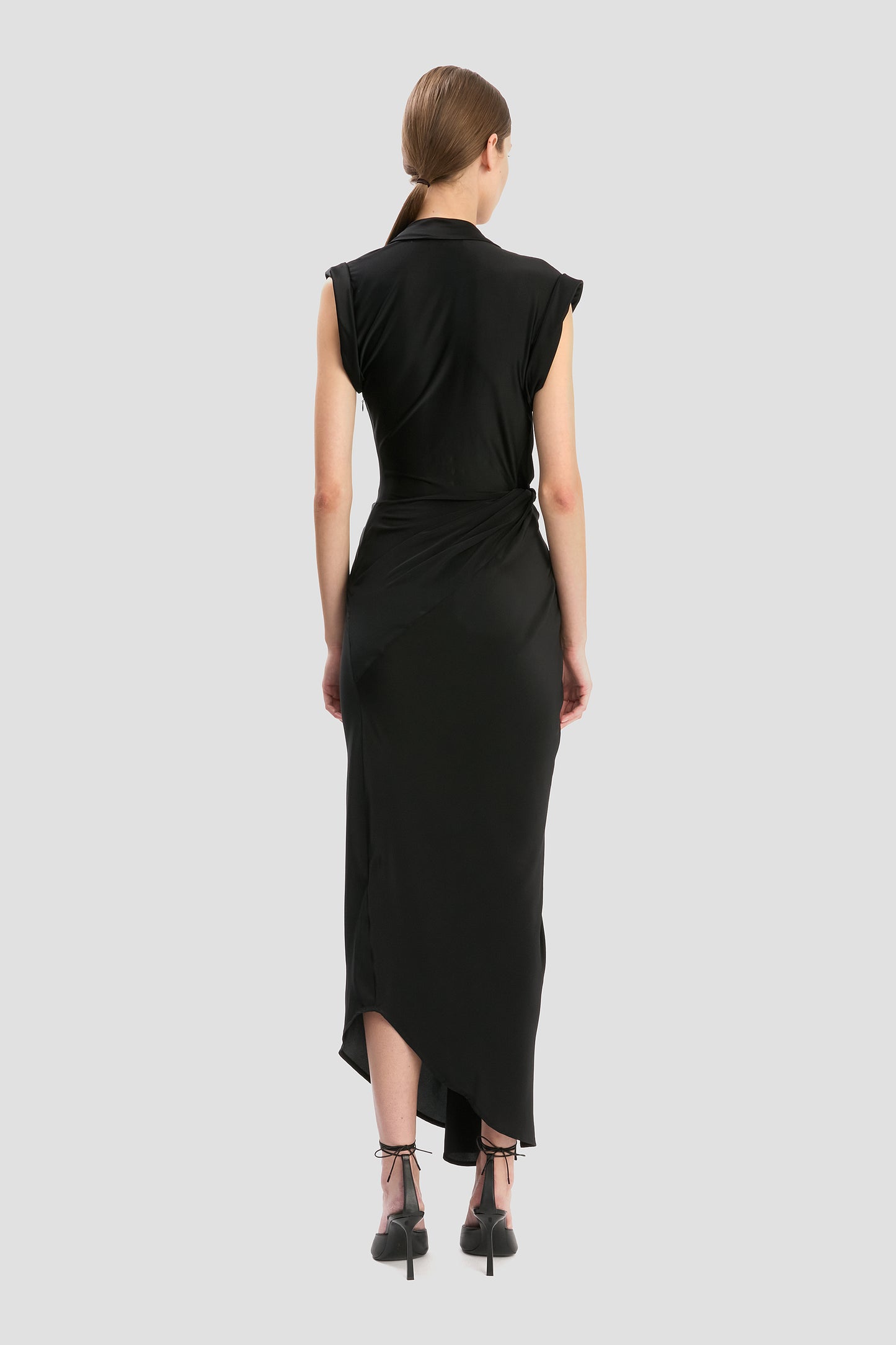 Asymmetric Twist Dress In Black
