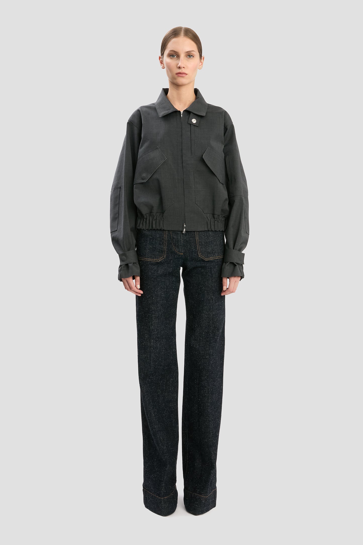 VB X Mackintosh Bomber Jacket In Charcoal