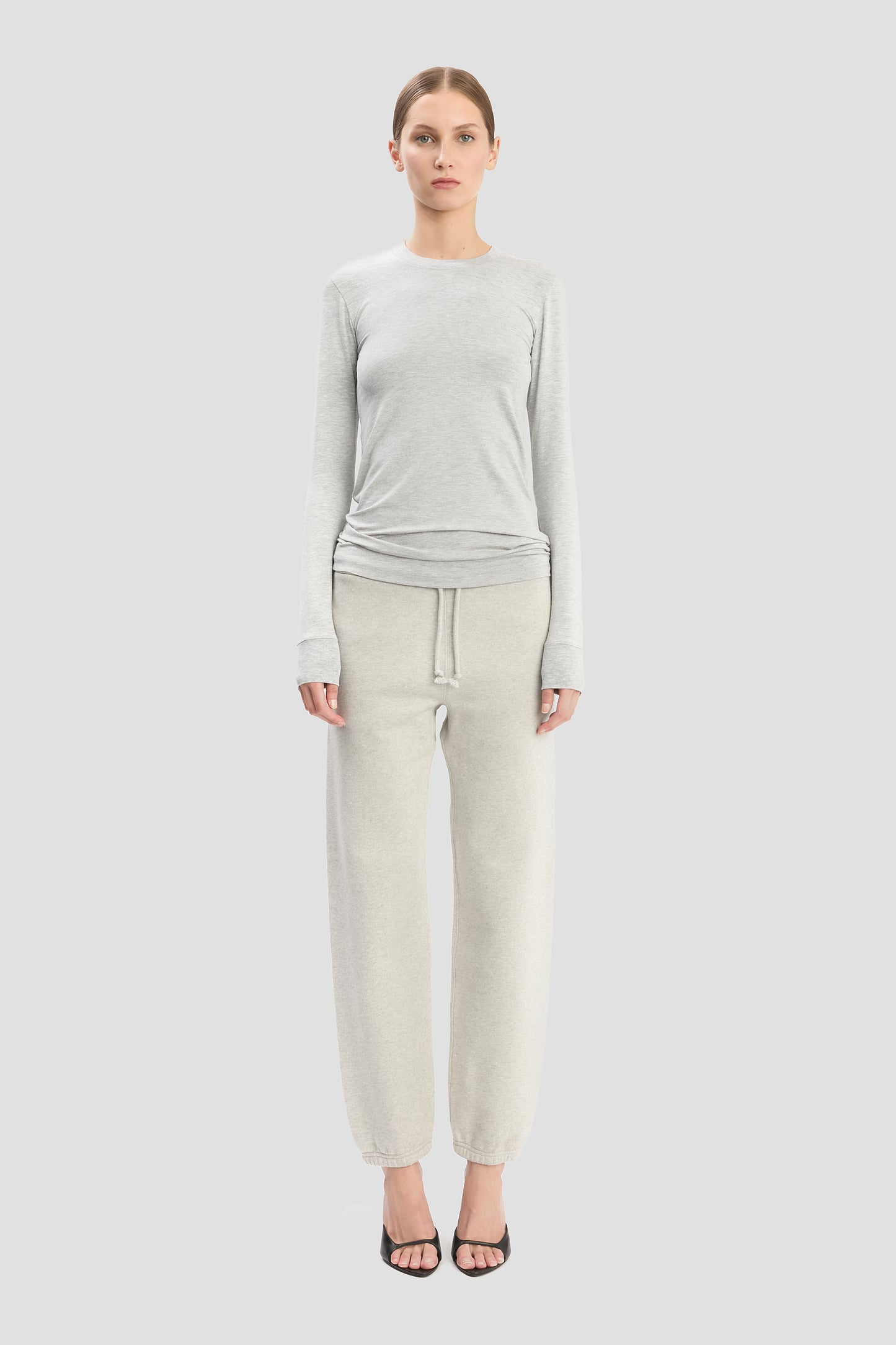 Long Sleeve Tee In Grey Marl