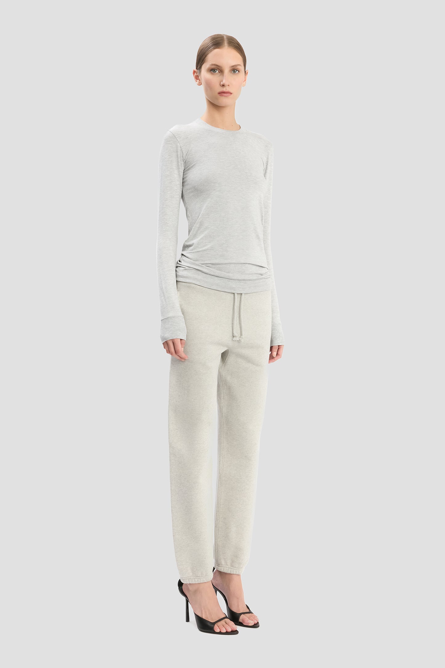 Long Sleeve Tee In Grey Marl