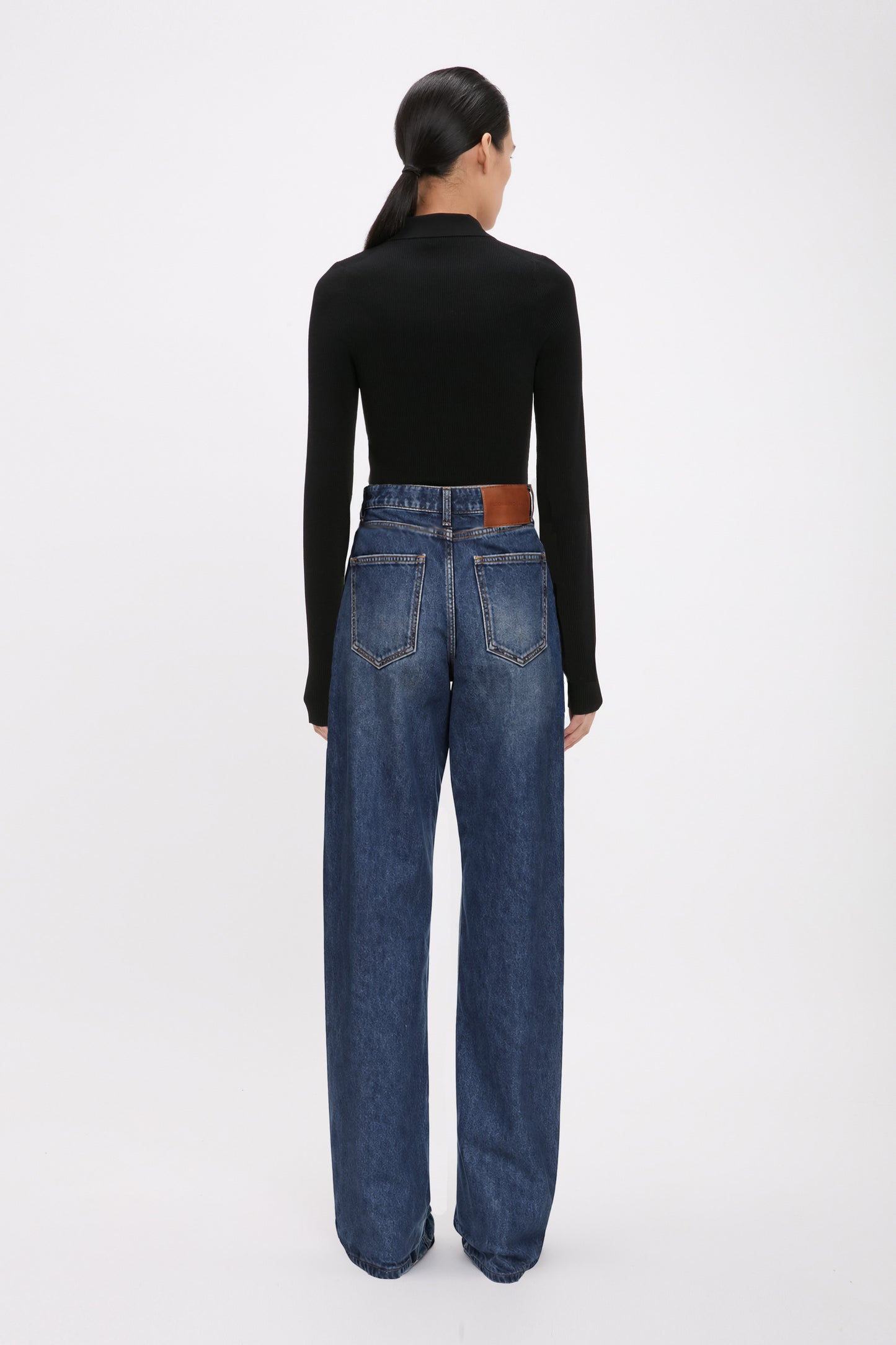 High Waist Jean In Mid Blue Wash