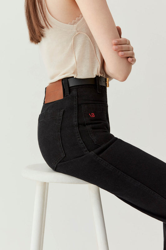 Alina High Waisted Stretch Jean In Washed Black