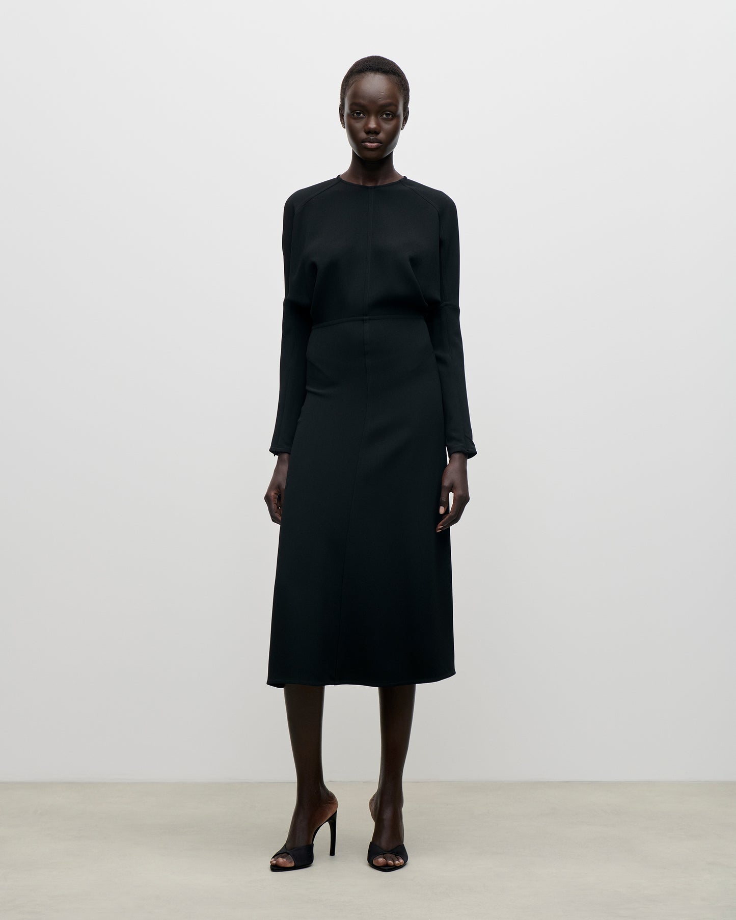 Dolman Midi Dress In Black