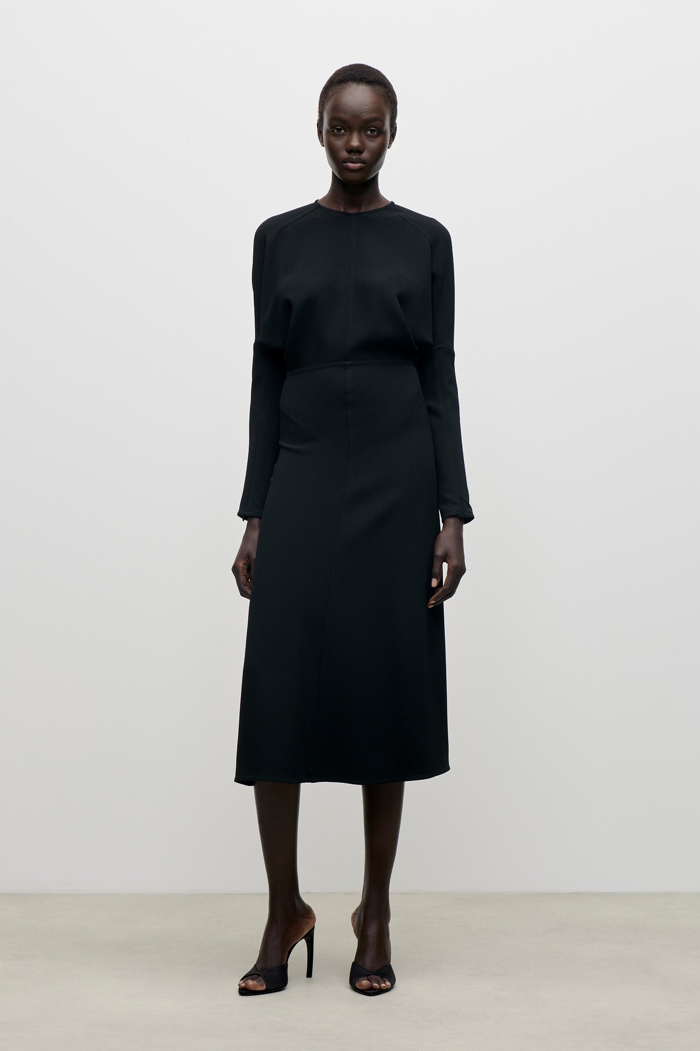 Dolman Midi Dress In Black