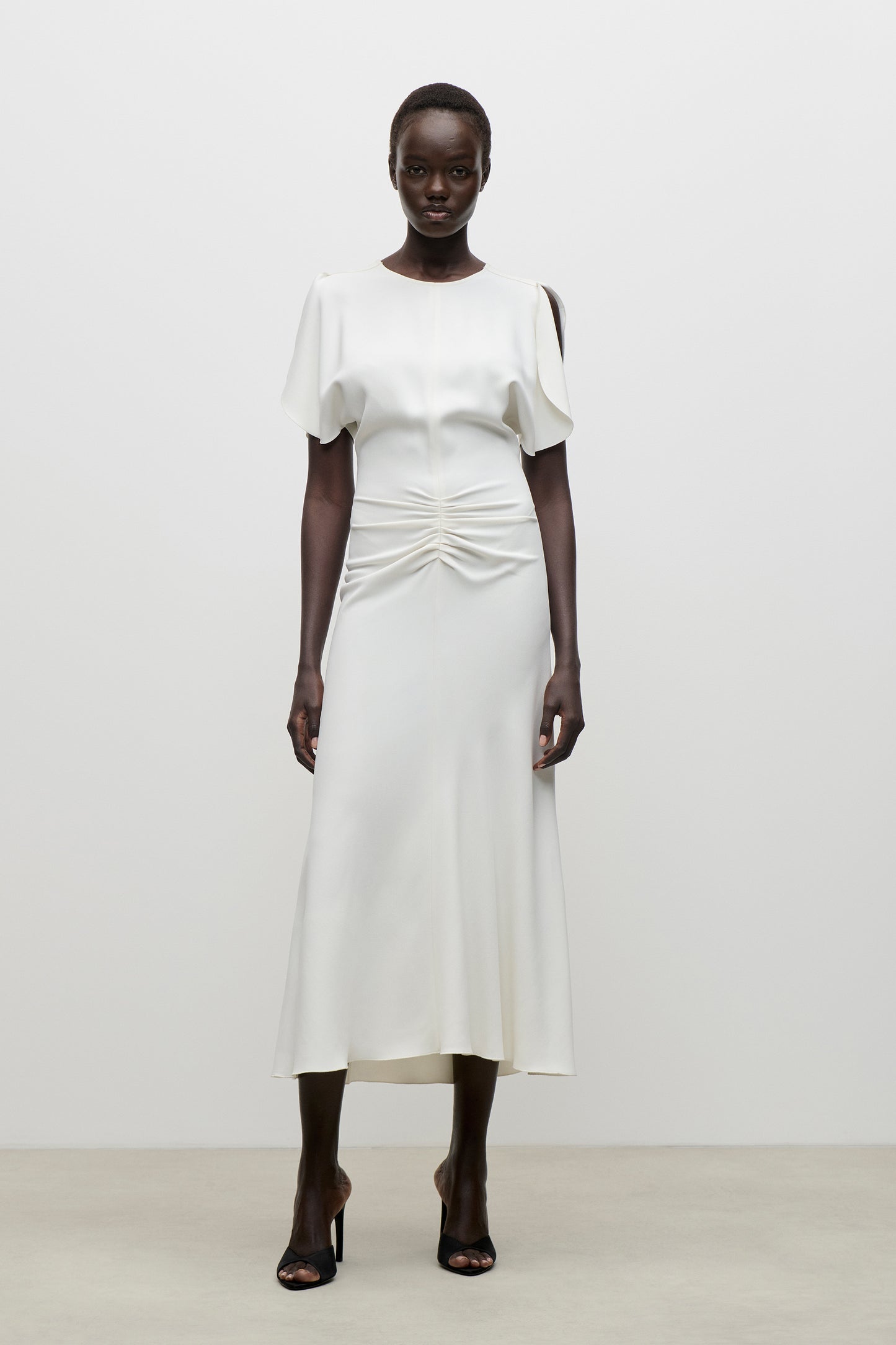 Bela Midi Dress In Bright Ivory