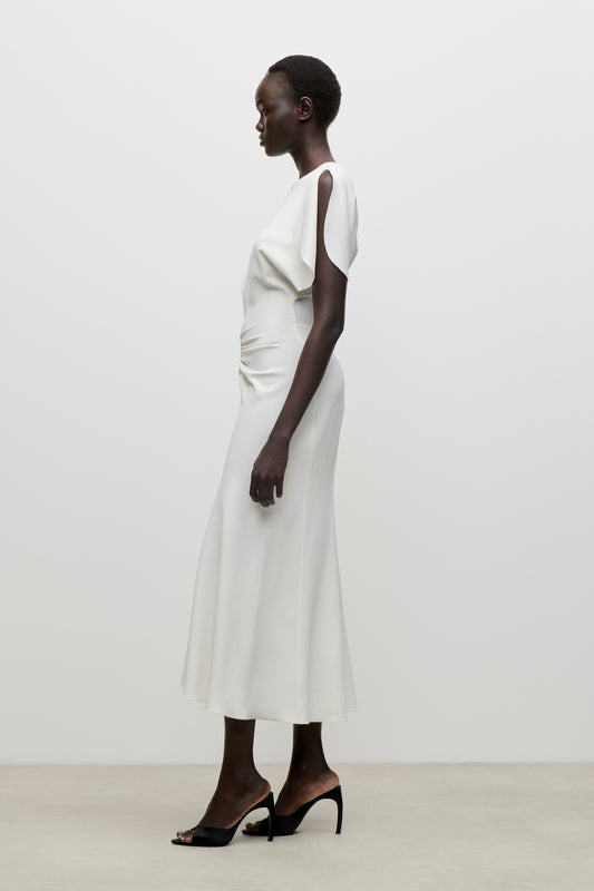 Bela Midi Dress In Bright Ivory