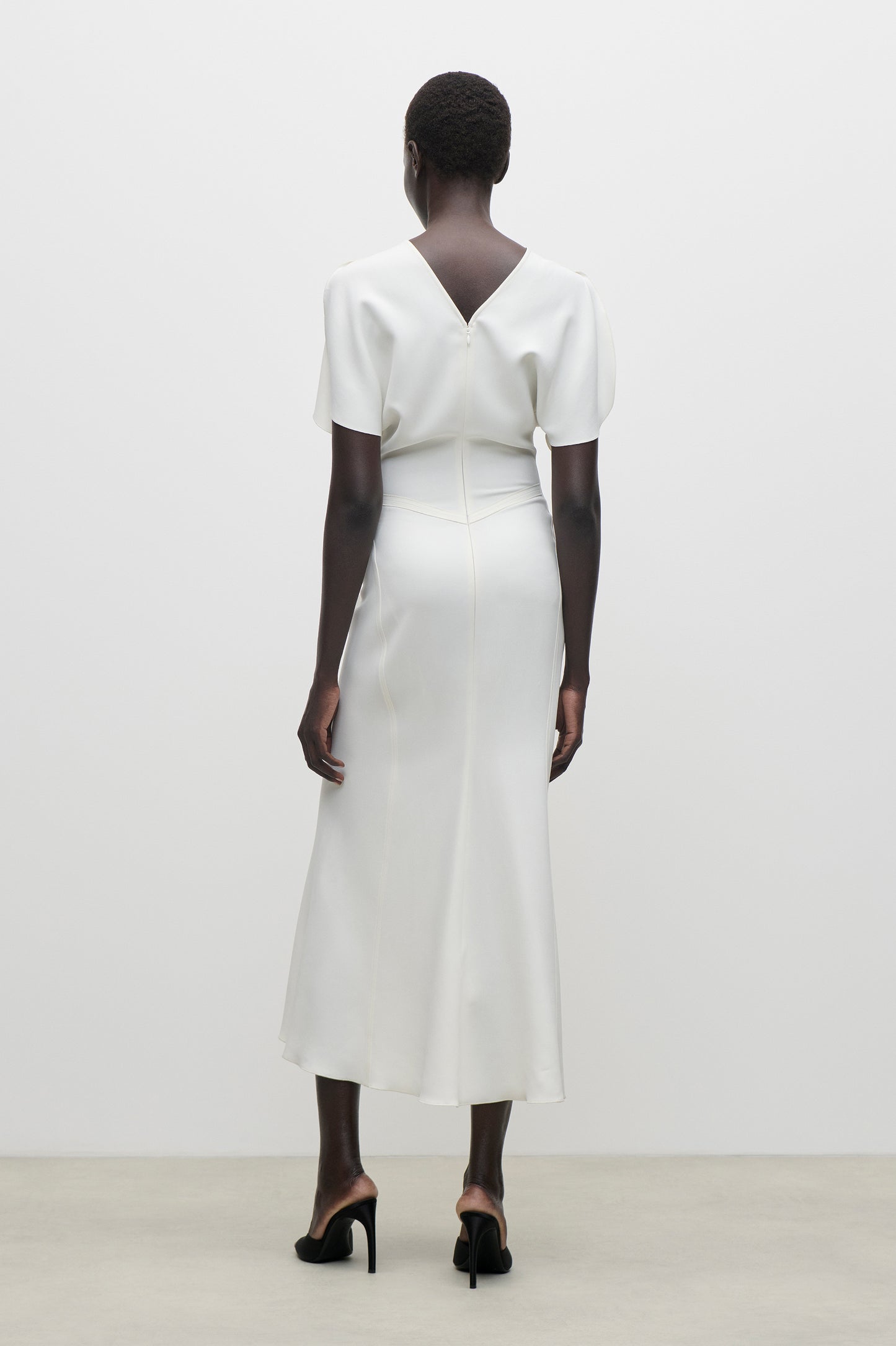 Bela Midi Dress In Bright Ivory