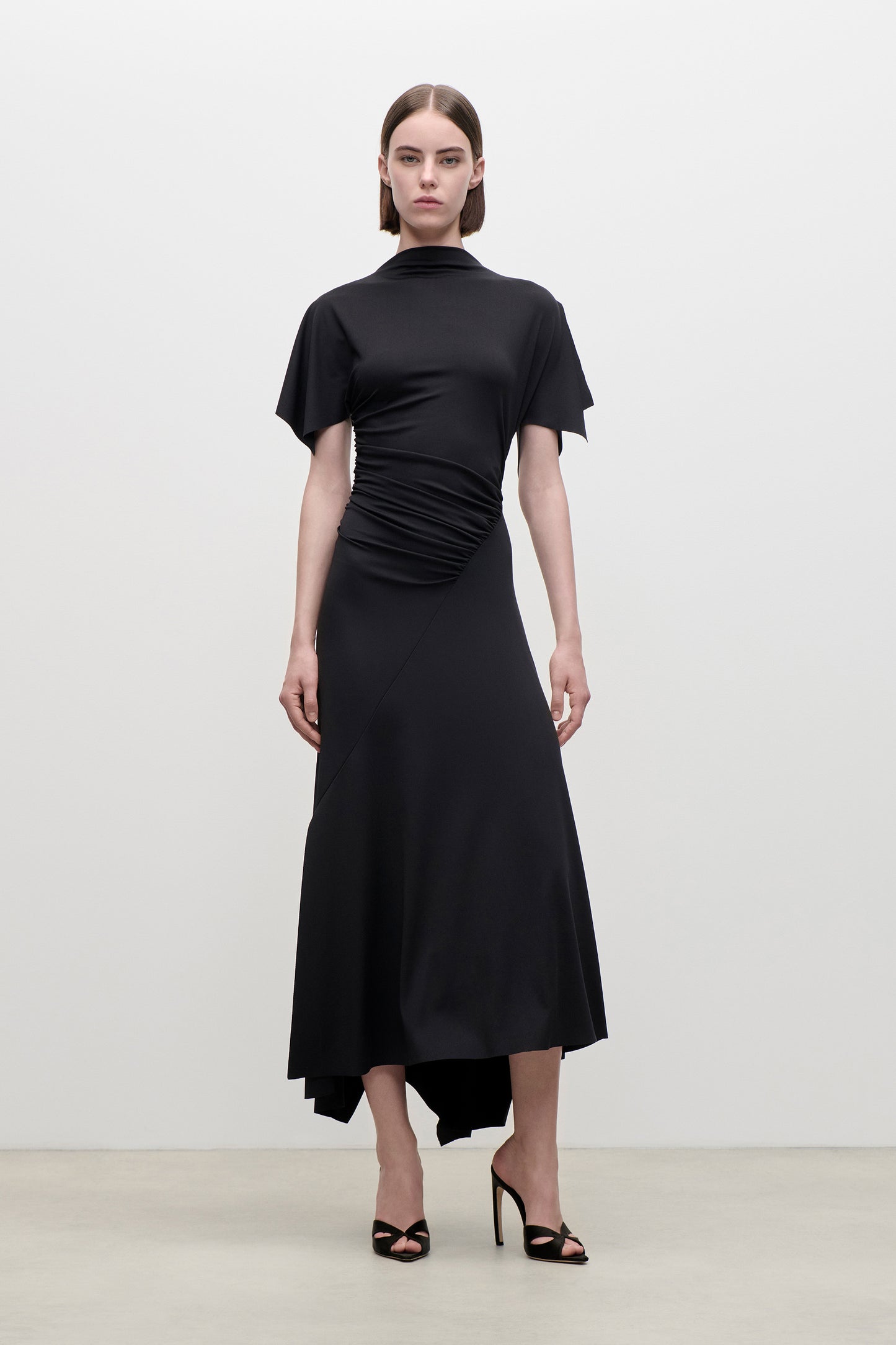 Blousey Midi Dress In Black