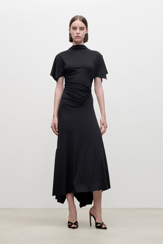Blousey Midi Dress In Black