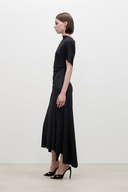 Blousey Midi Dress In Black