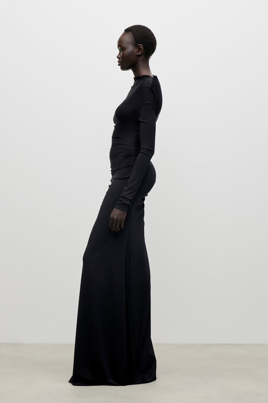 Shoulder Drape Gown In Black