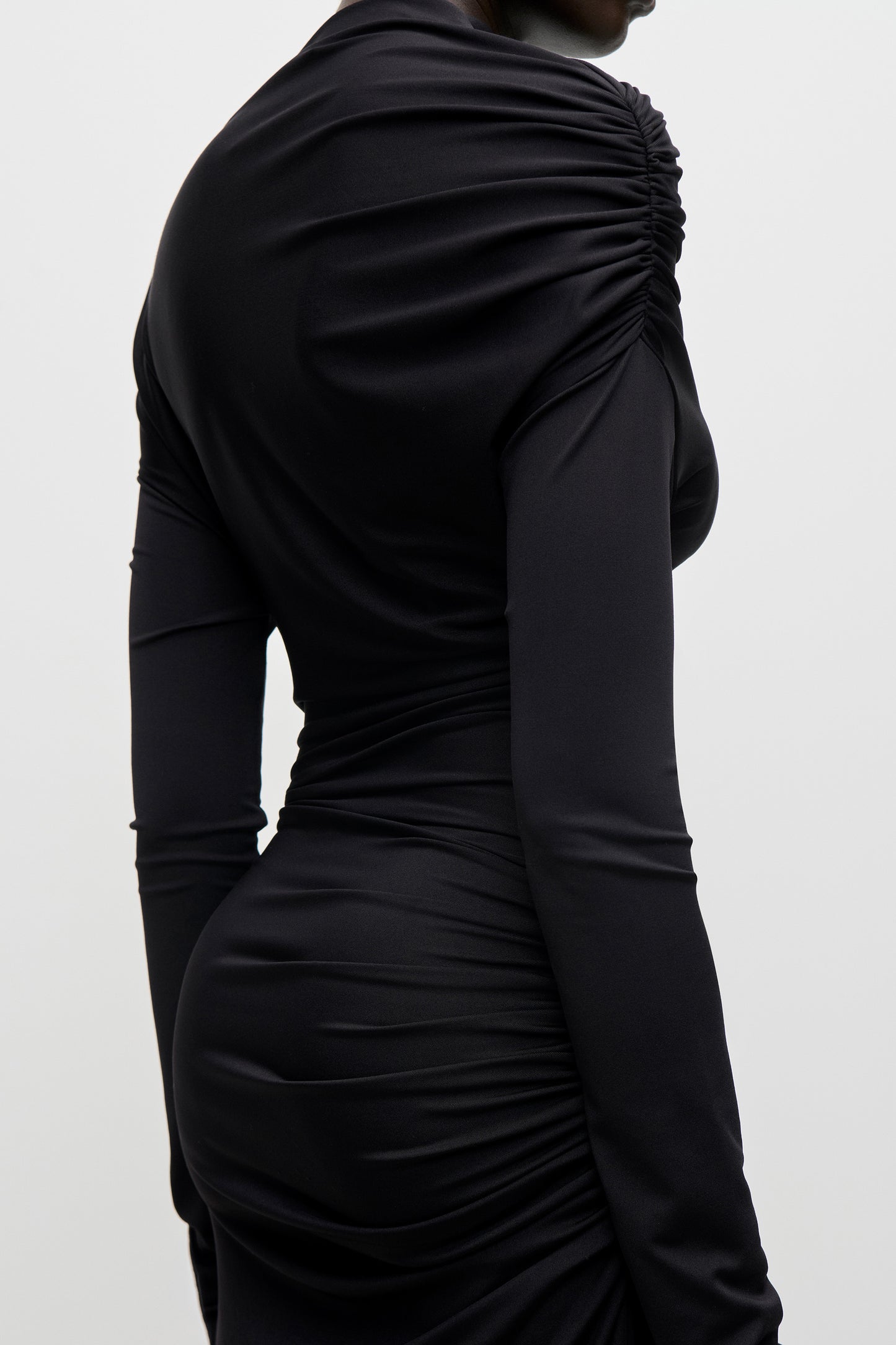 Shoulder Drape Gown In Black