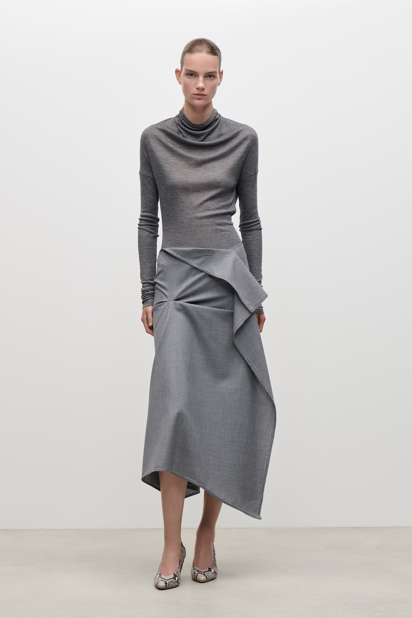 Draped Top In Grey Marl