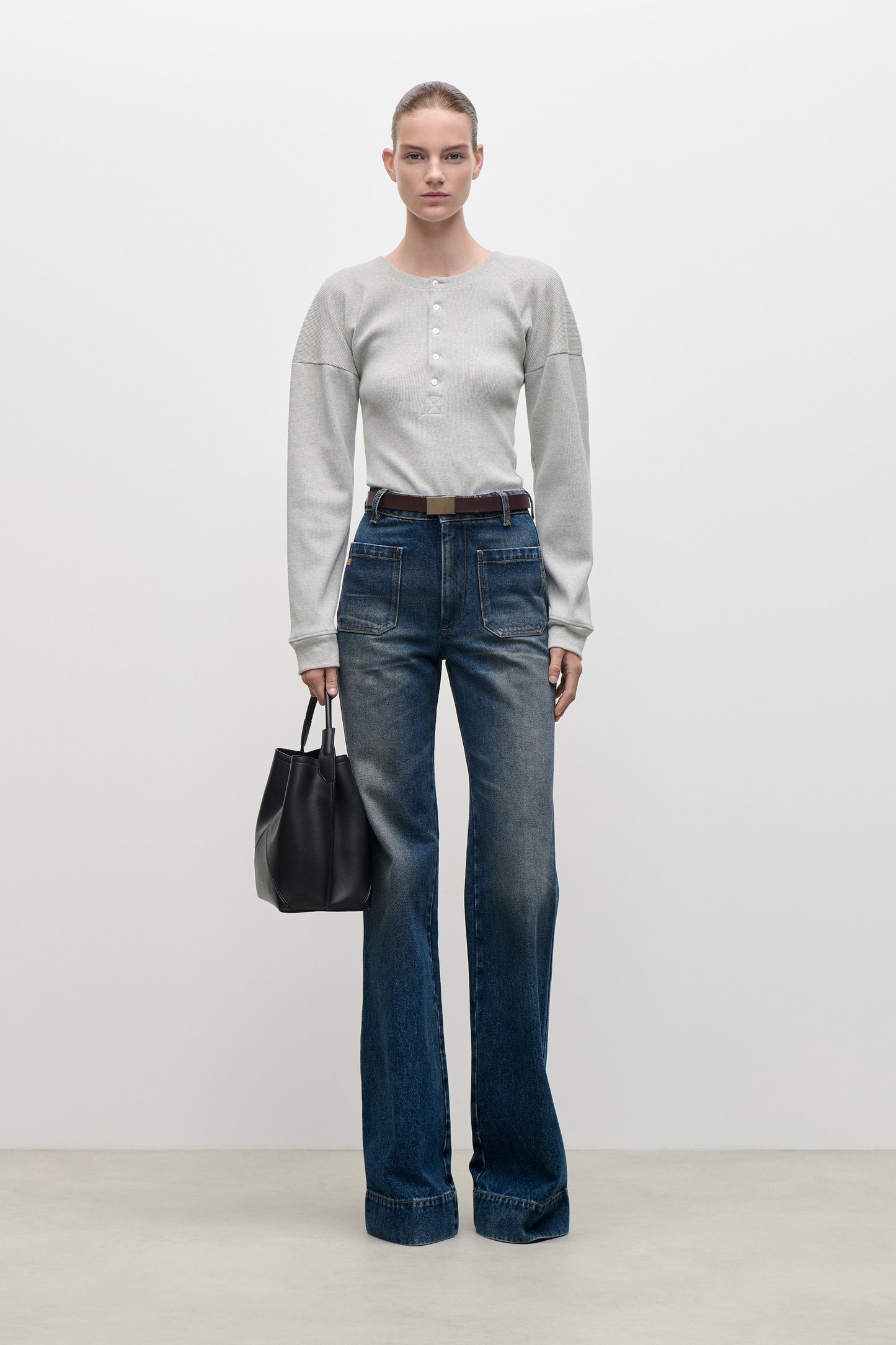 Hazel Top In Grey Marl