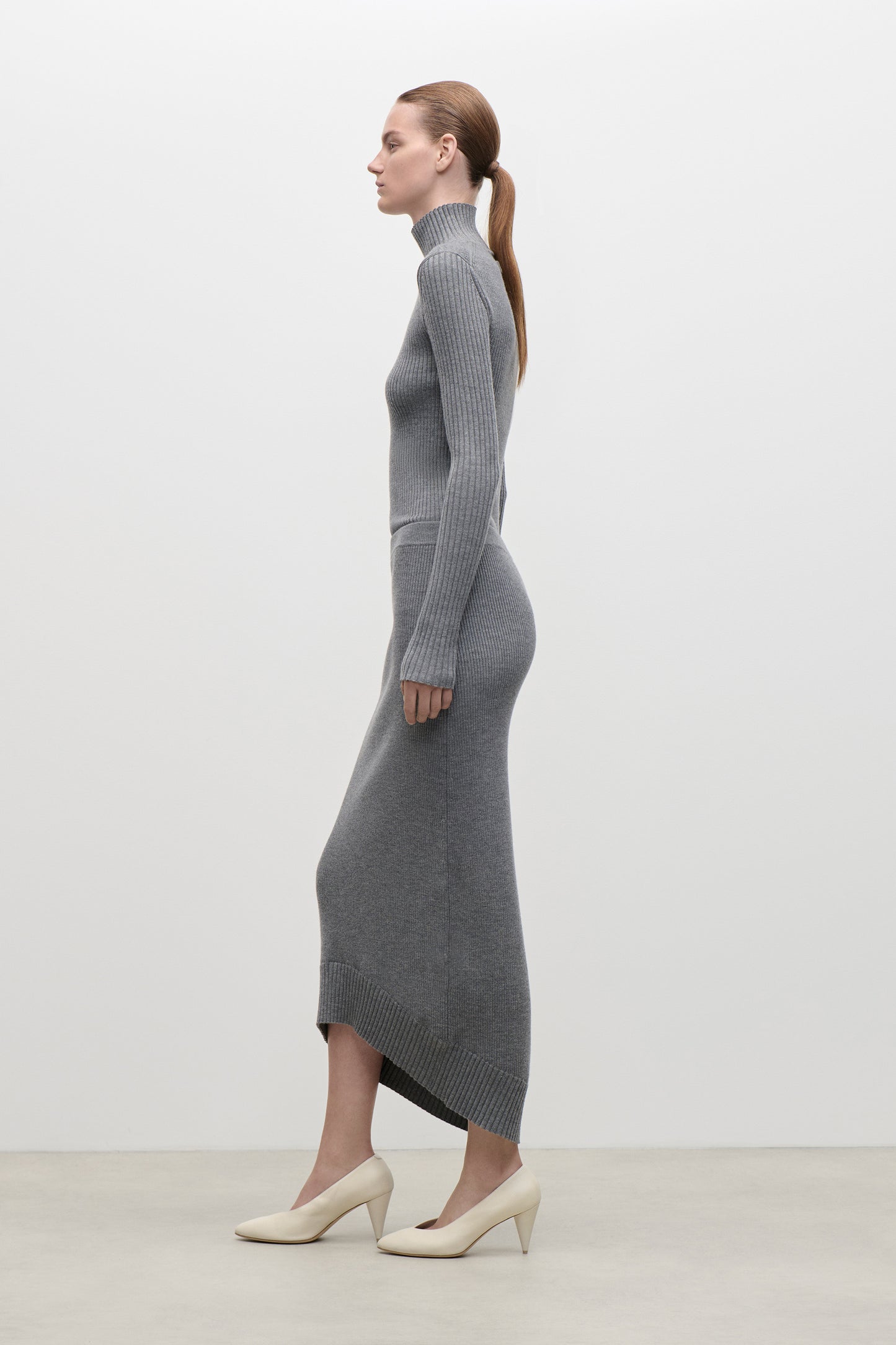 Fitted Skirt In Grey Melange