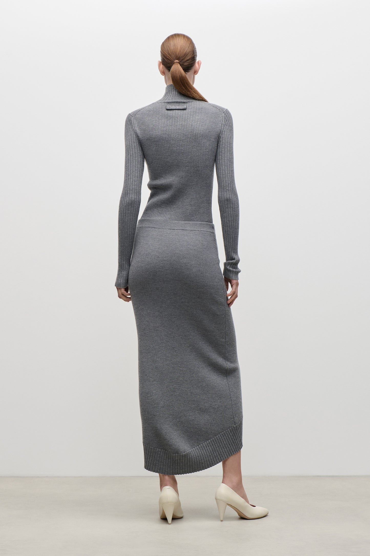 High Neck Jumper In Grey Melange