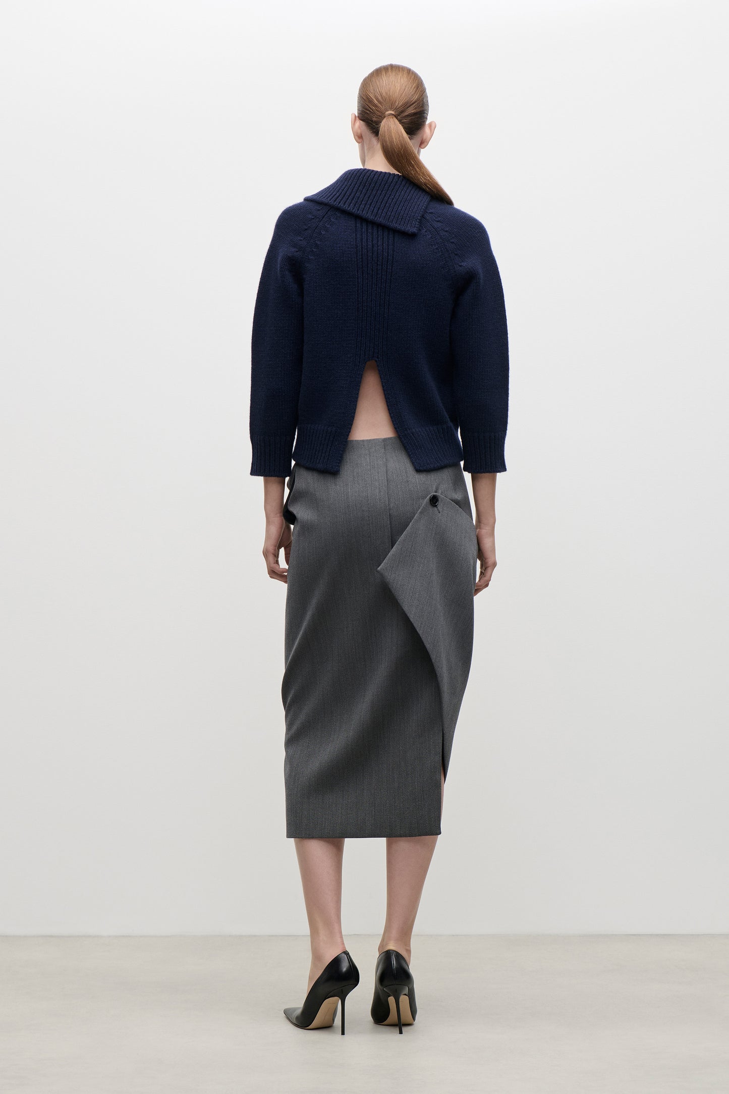 Asymmetric Collar Jumper In Navy