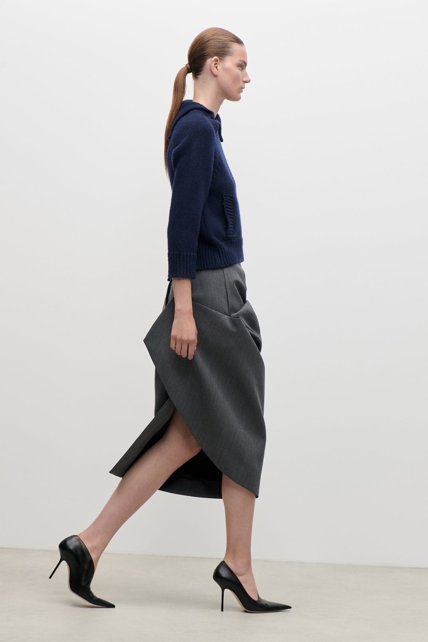 Asymmetric Collar Jumper In Navy