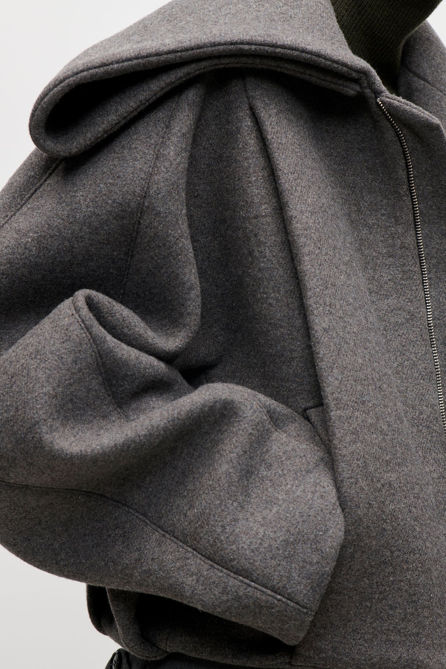 Folded Collar Bomber Jacket In Grey