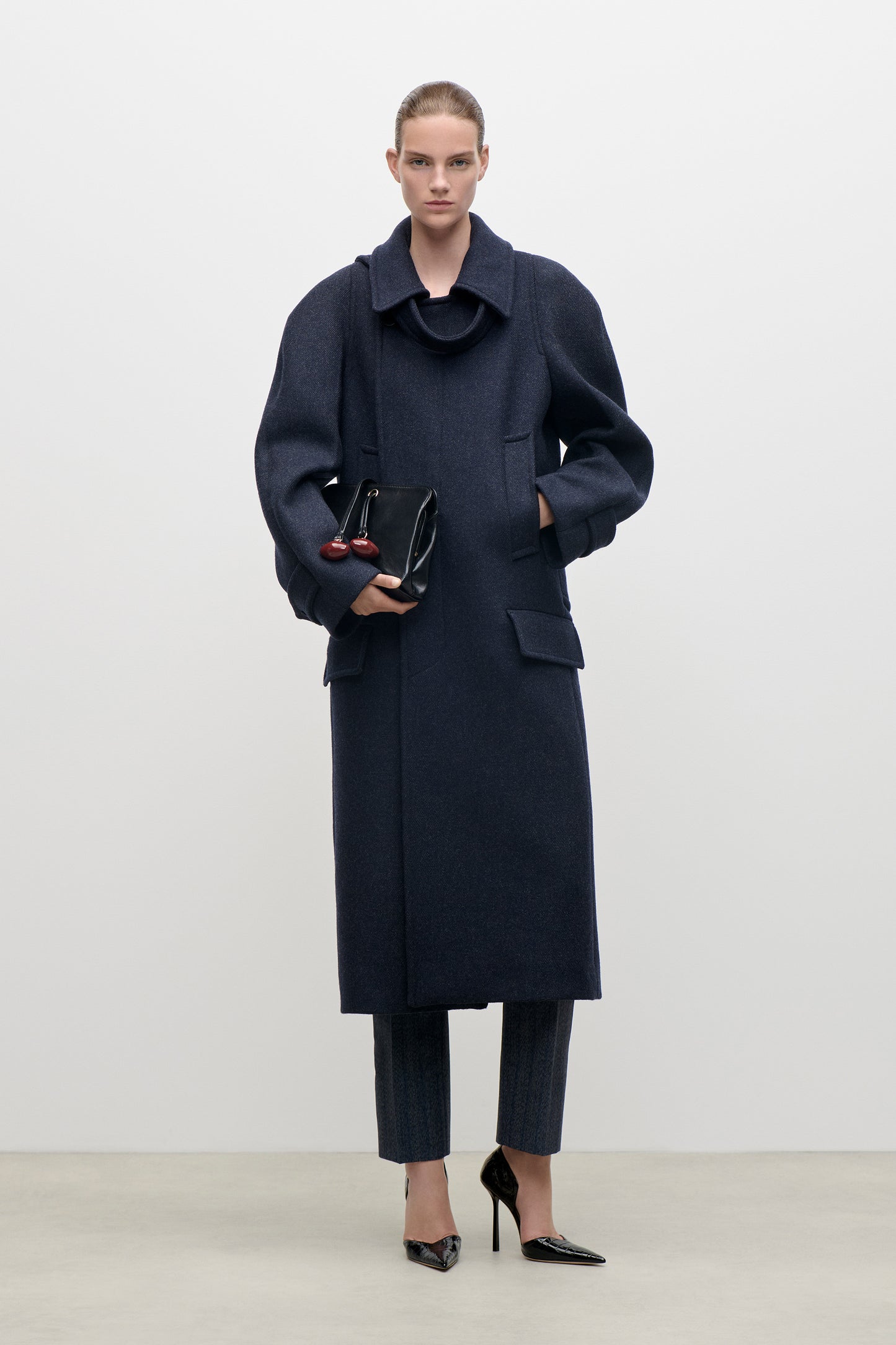 Latched Raglan Coat In Navy