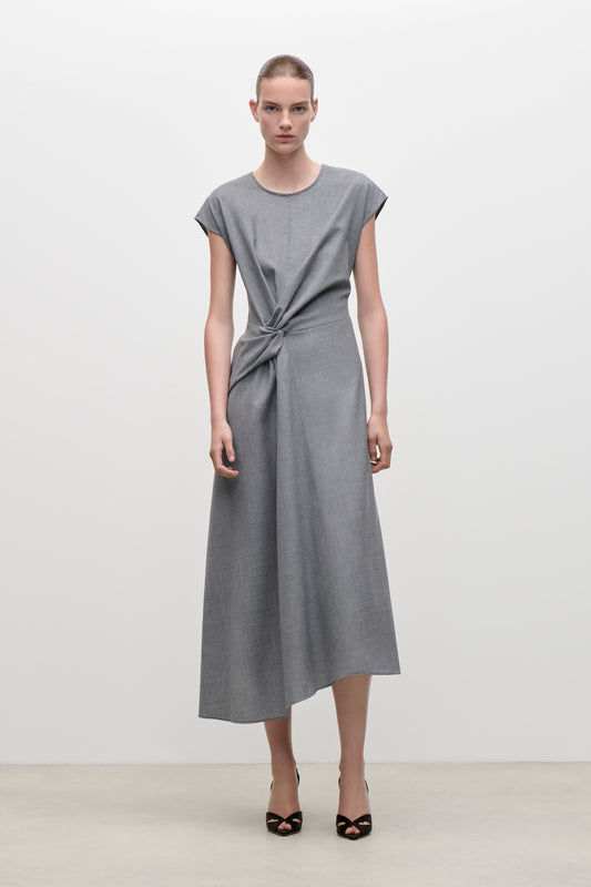 Aria Midi Dress In Light Grey Melange