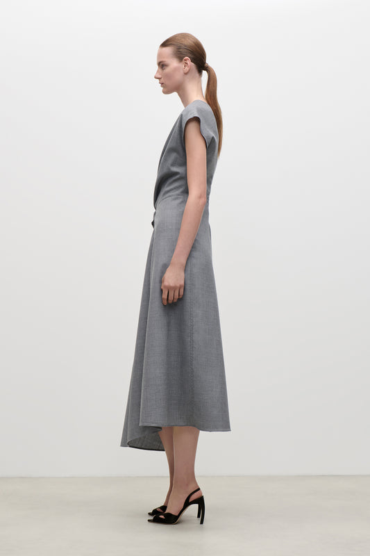 Aria Midi Dress In Light Grey Melange