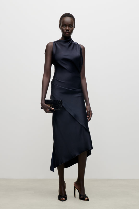 Kyra Midi Dress In Dark Navy